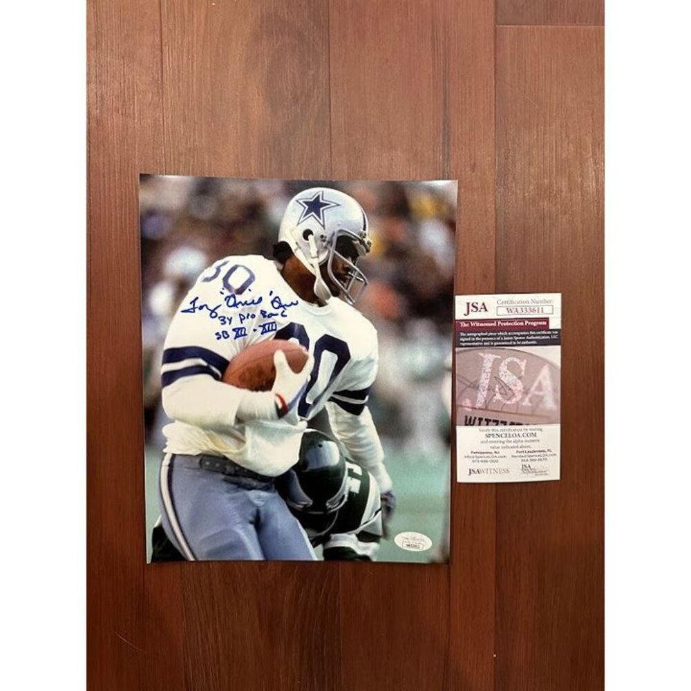 Tony "Thrill" Hill signed inscribed autographed Dallas Cowboys 8x10 Photo JSA
